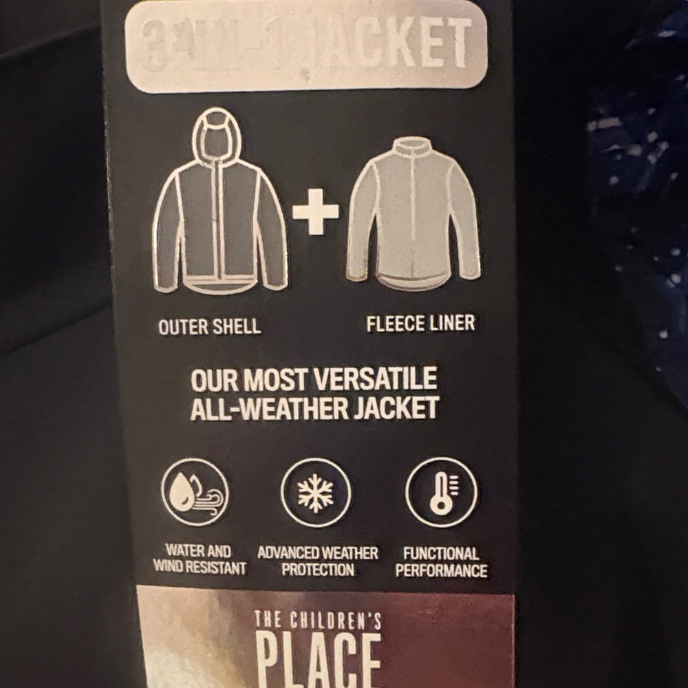 The Children's Place Starry Blue and Black Puffer Jacket - Picture 7 of 8